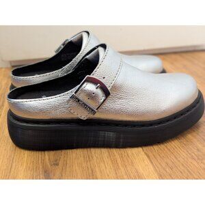 Dr. Martens Lakota Silver Leather Platform Backless Slip-On Shoes Sz 10 US L W
